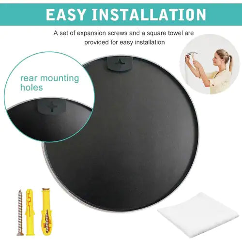 Black Alloy 16" Round Bathroom Mirror