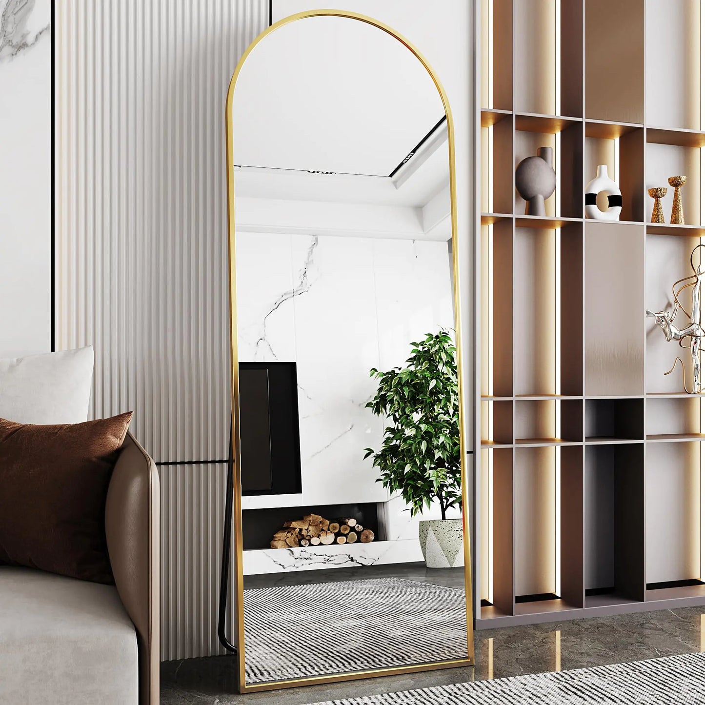 Elegant Arch Full-Length Gold Mirror 71"x26"
